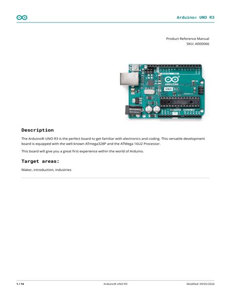 ARDUINO UNO R3 PRODUCT REFERENCE .